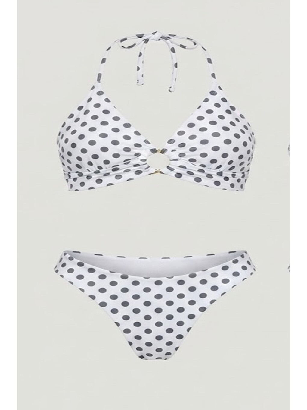 Halka Detay Üçgen Bikini Takım 3278 Beyaz/siyah