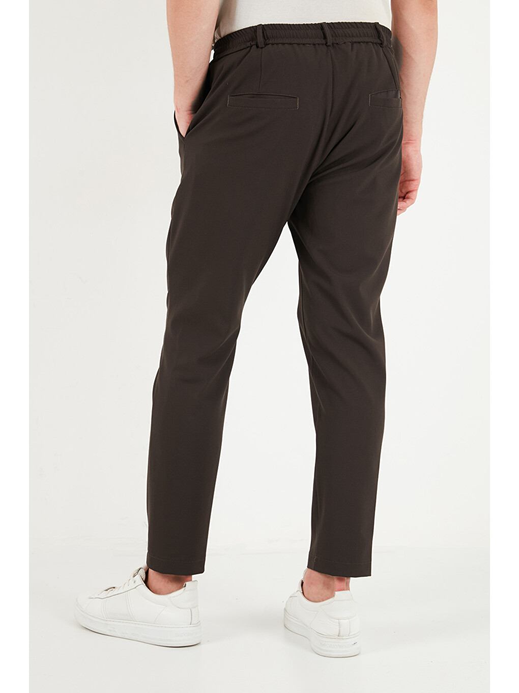 Kahverengi Regular Fit Belden Bağlamalı Düz Paça Pantolon Cf26w6111111-6
