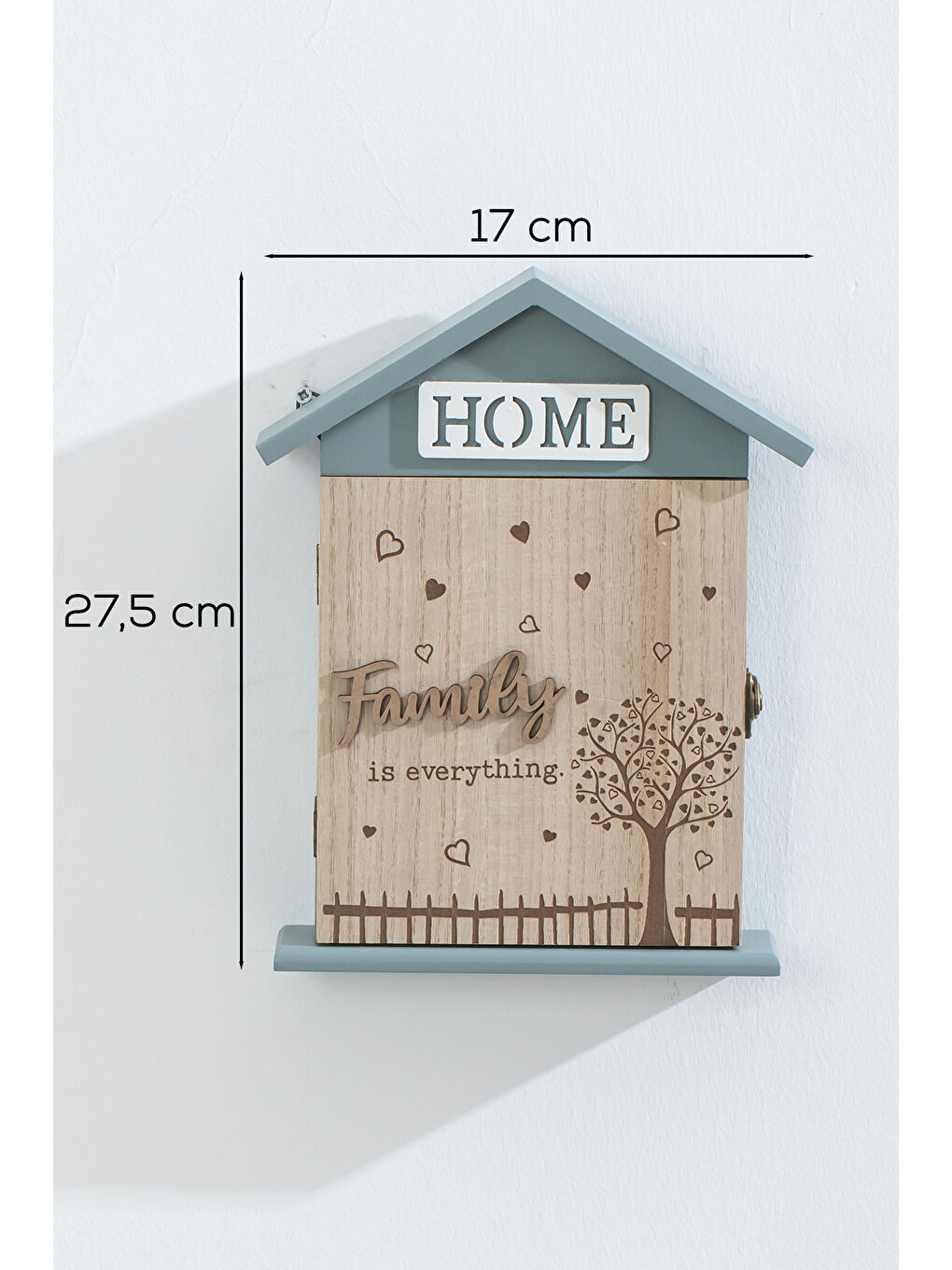 Kahverengi 2073 Duvara Montajlı Dekoratif Anahtarlık Dolabı - Duvar Askılı Anahtar Saklama Kabini-2