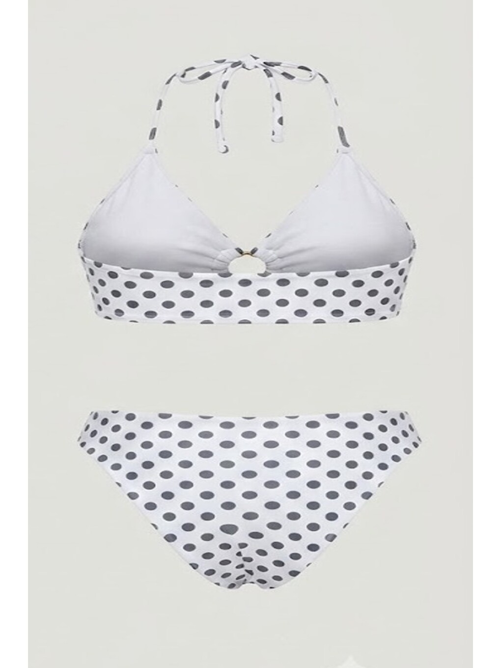 Halka Detay Üçgen Bikini Takım 3278 Beyaz/siyah-1