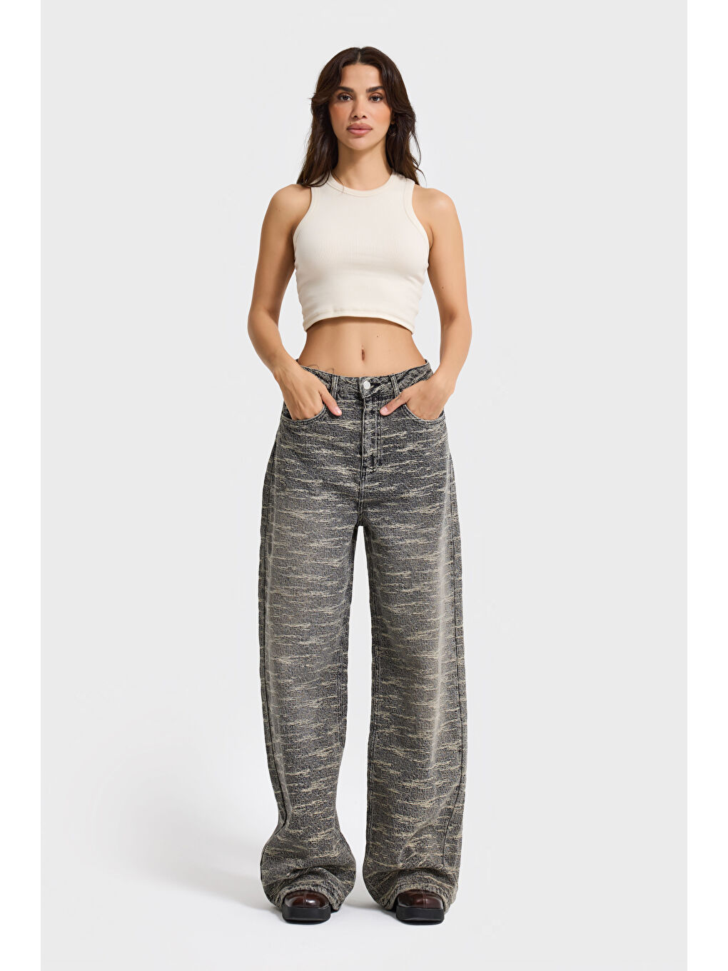 Mavi Kadın Koyu Jean Rengi 4w5-155 Süper Baggy Fit Özel Kumaş Tasarım Denim Jean-4