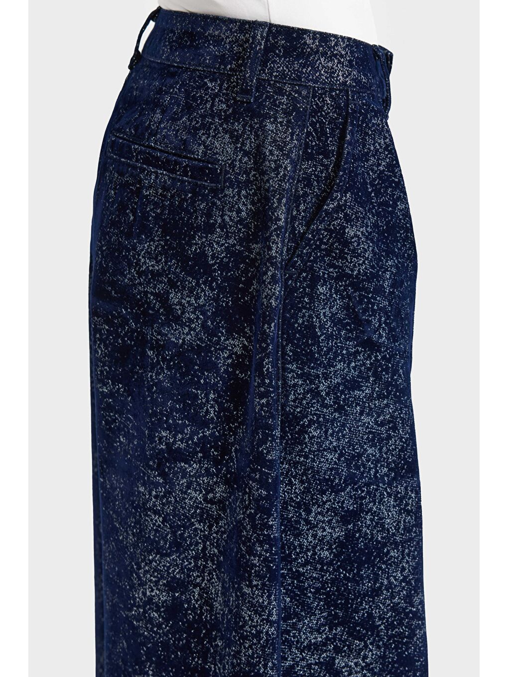 Kadın Koyu Mavi Renk 7w5-56 Midrise Wide Leg Fit Özel Kumaş Tasarım Denim Jean-4