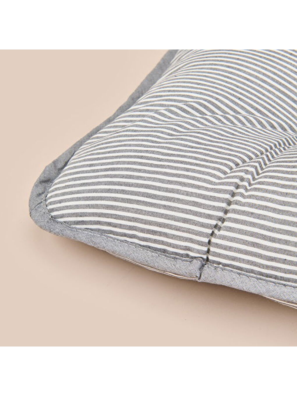 Lila Soft Elegant Curves İnce Çizgili Sandalye Minderi - Ekru / Siyah - 43x43 cm-5