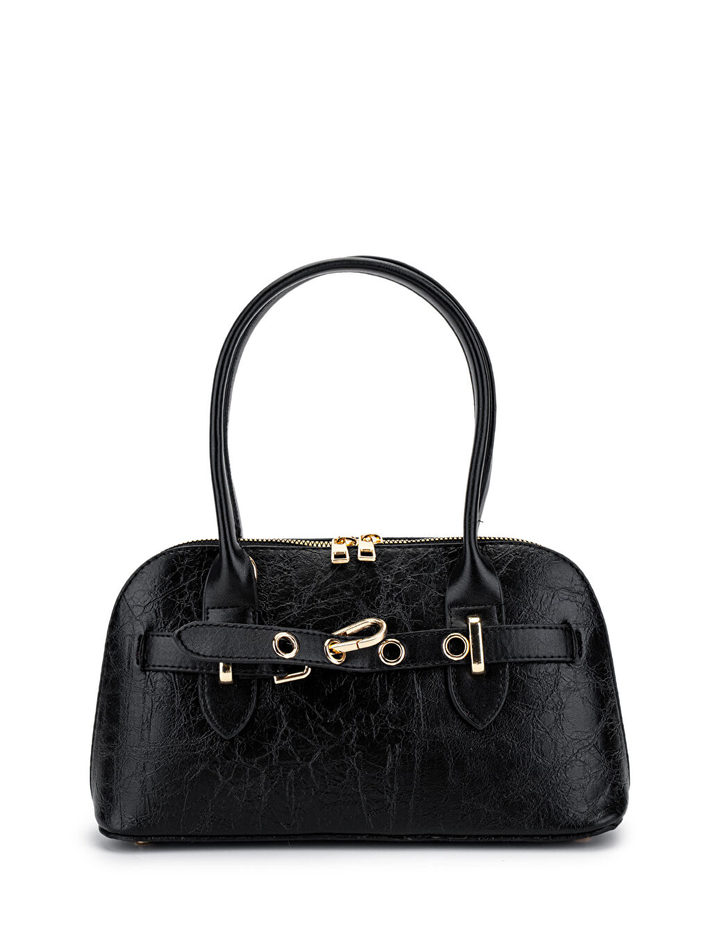 Kemer Detaylı Suni Deri Kadın Çapraz Çanta King Siyah