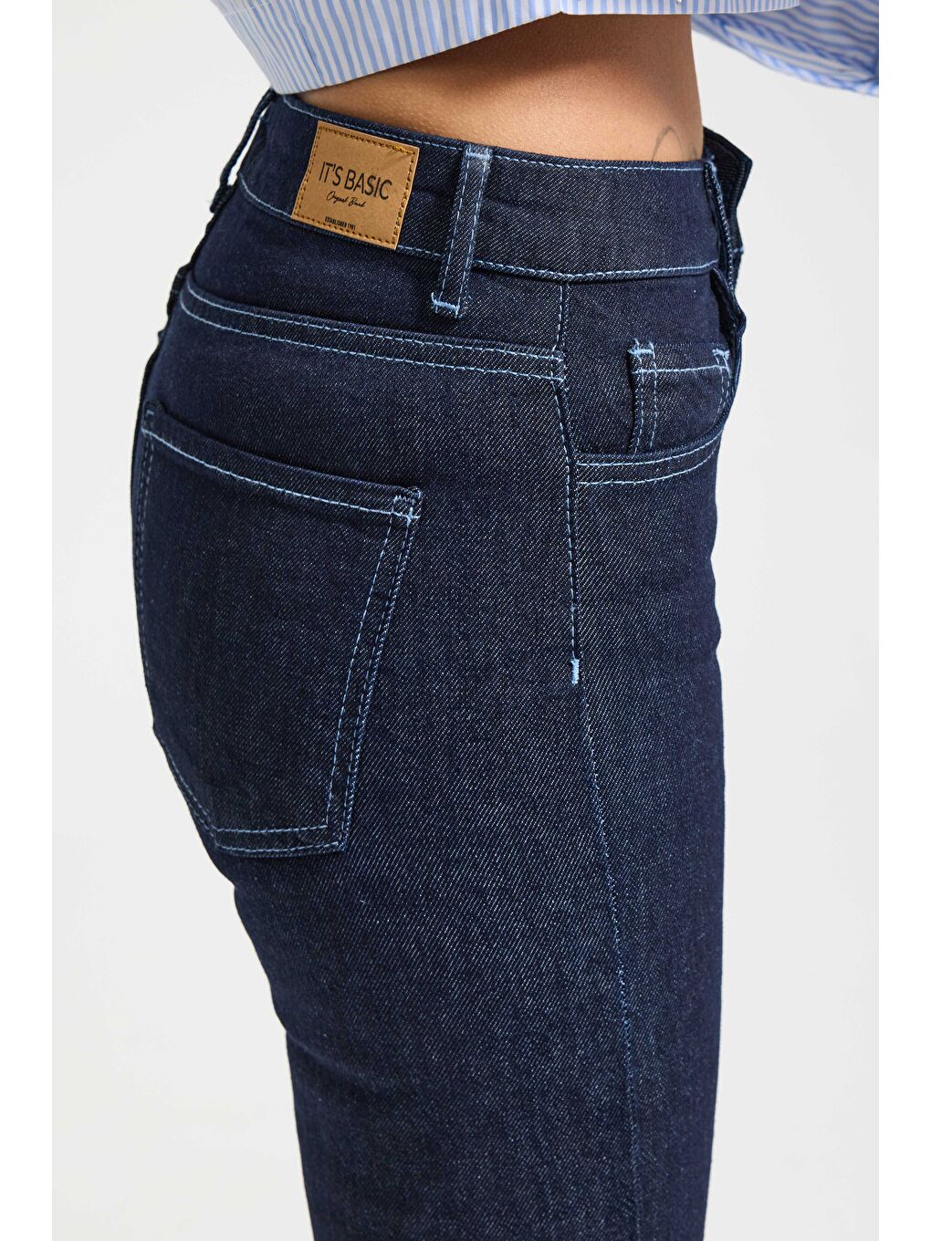 Kadın İndigo Renk 7w5-50 Flare Fit Viskon Elastan Kumaş Denim Jean-2