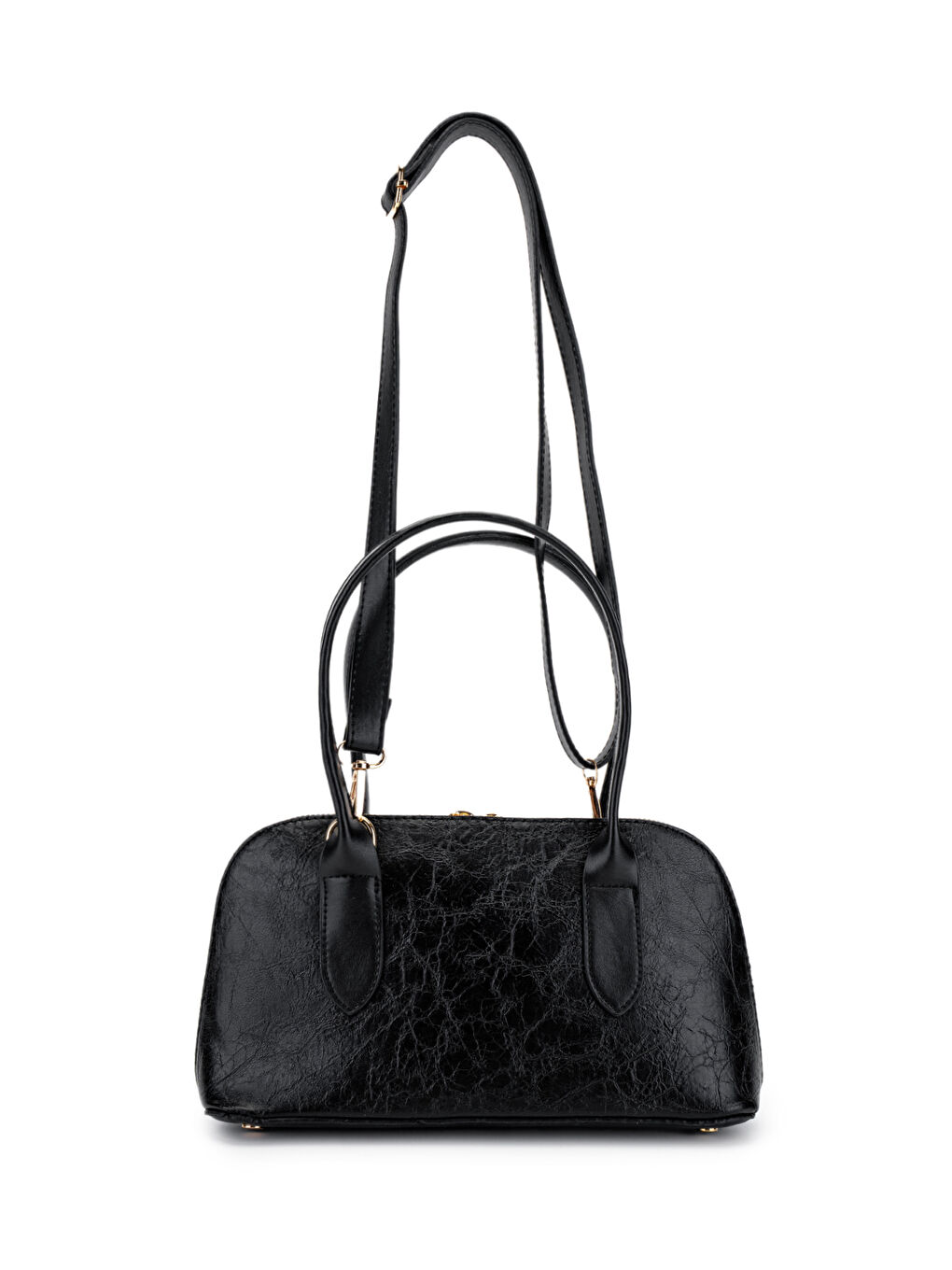 Kemer Detaylı Suni Deri Kadın Çapraz Çanta King Siyah-2