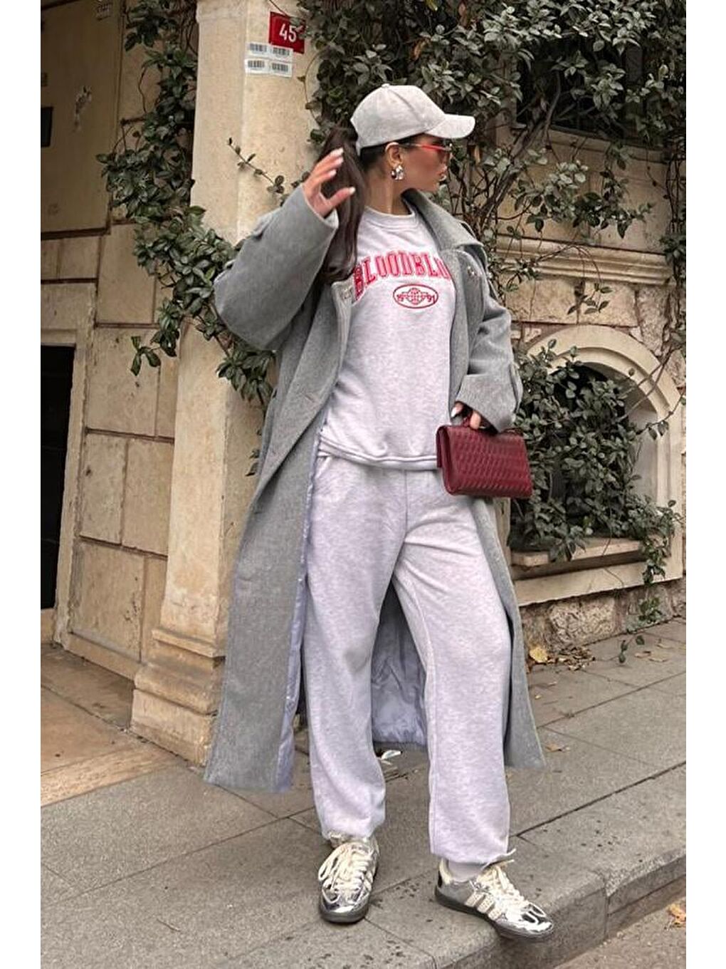 Beyaz Karmelanj Bisiklet Yaka Alt Üst Eşofman Takım Mg2213-1