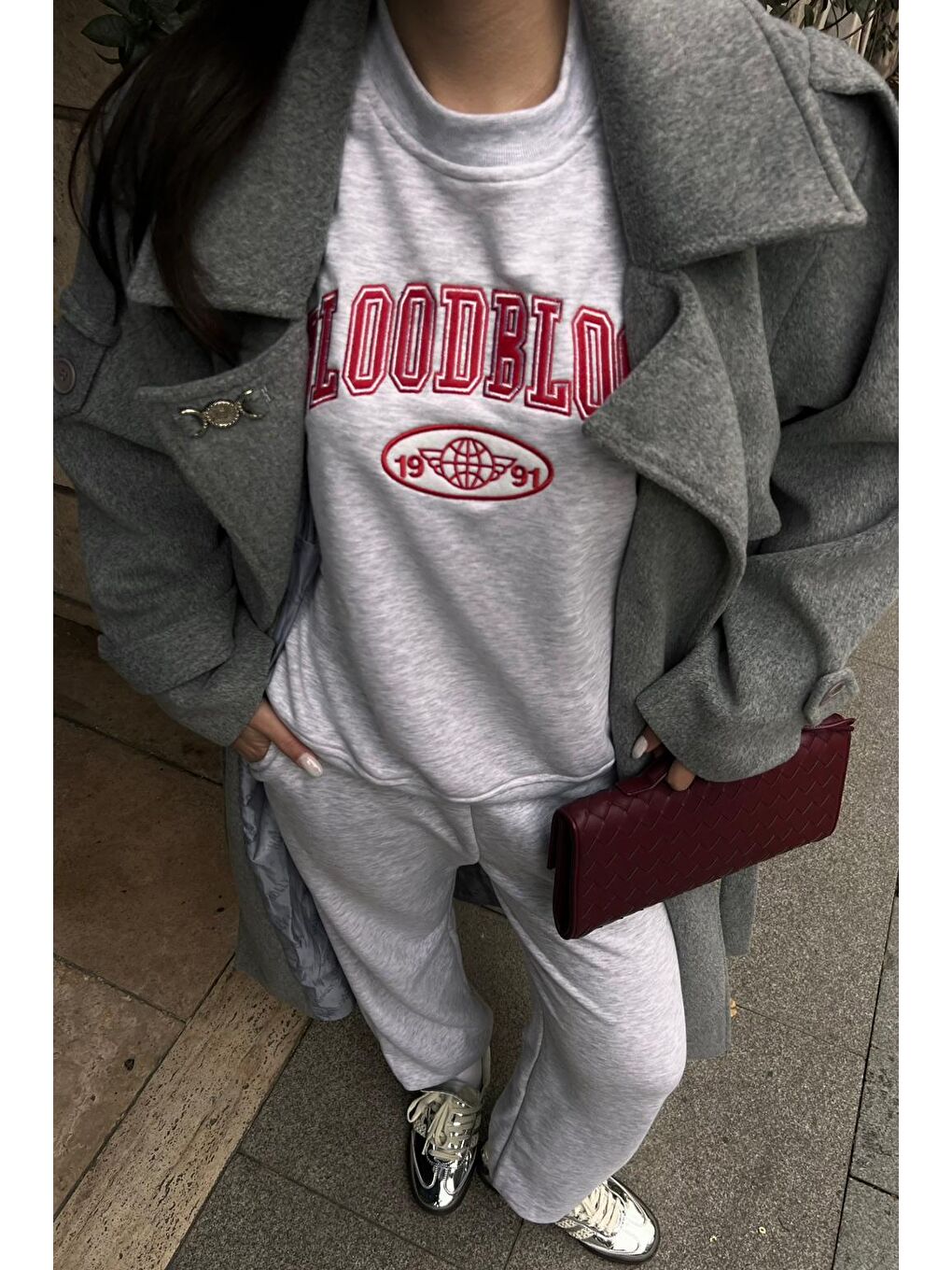 Beyaz Karmelanj Bisiklet Yaka Alt Üst Eşofman Takım Mg2213-2