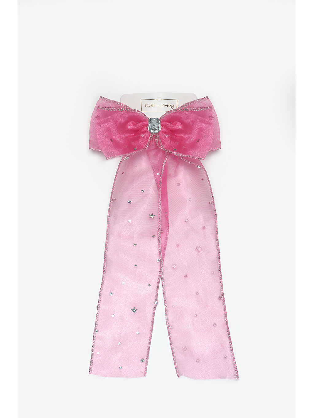 Pembe  Taş Detaylı Yıldız Desenli Kız Çocuk Otomatik Toka