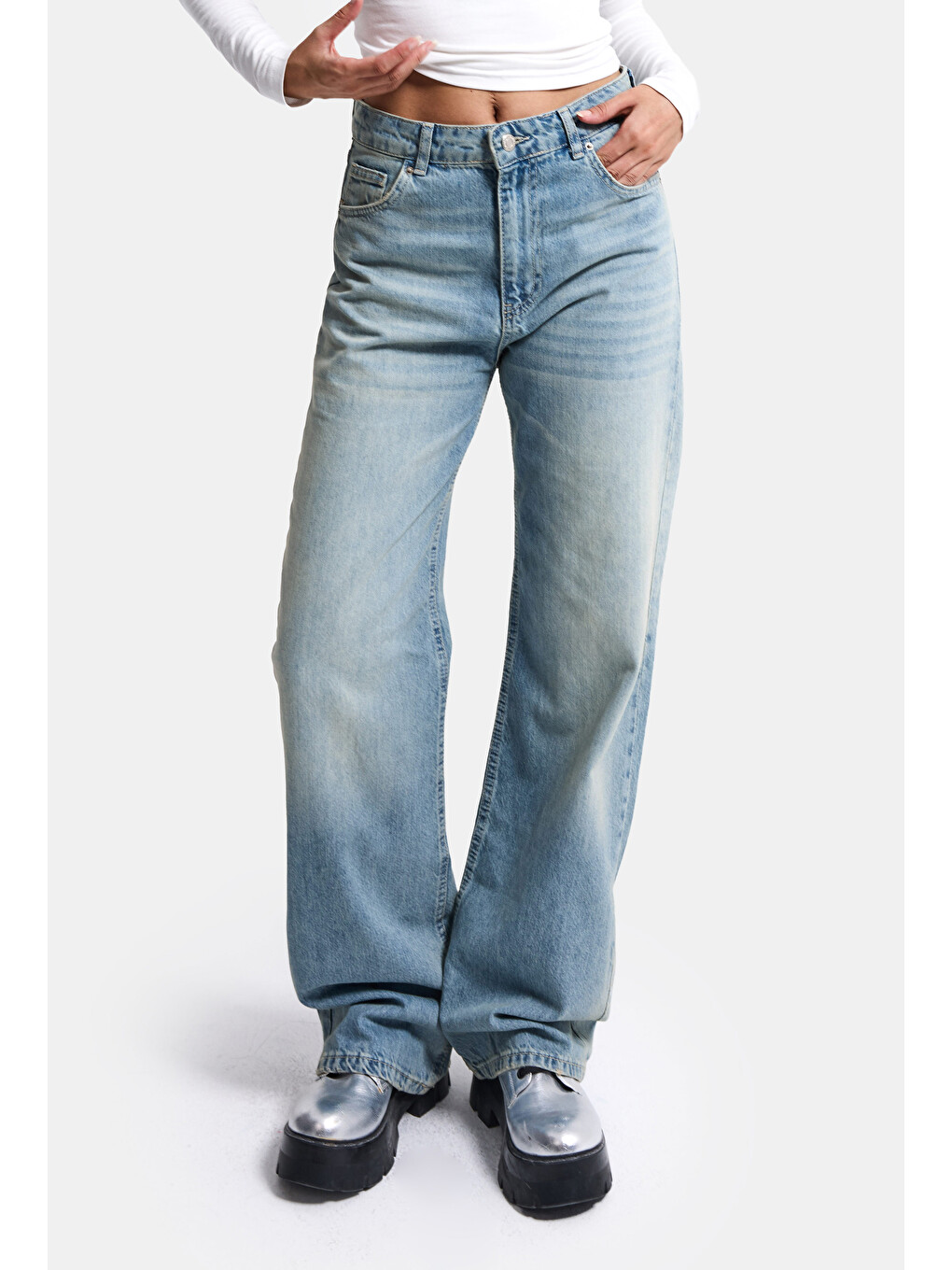 Mavi Kadın Jean Renk 4s6-32 Straight Fit Yüksek Bel Denim Jean