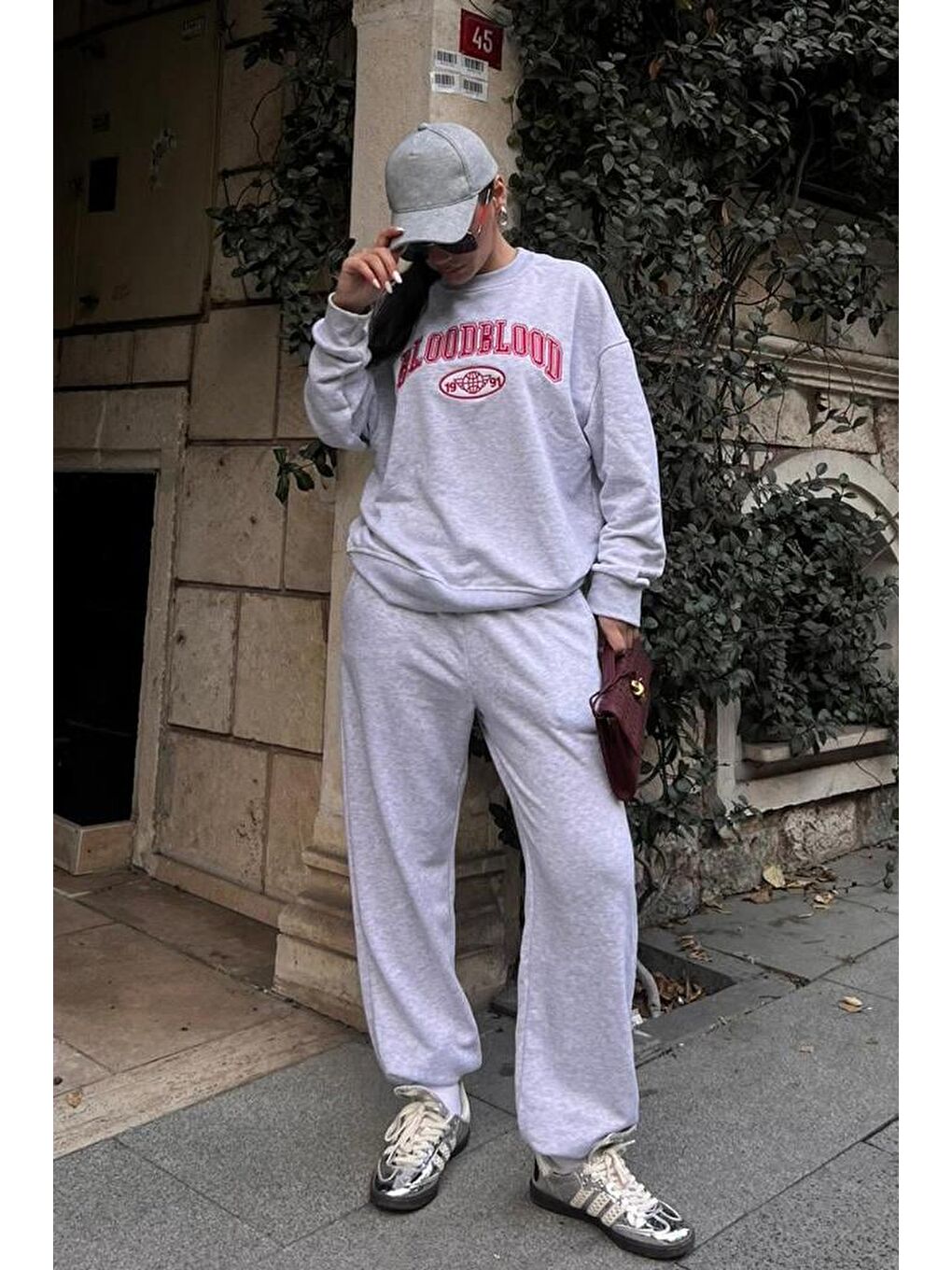 Beyaz Karmelanj Bisiklet Yaka Alt Üst Eşofman Takım Mg2213-3