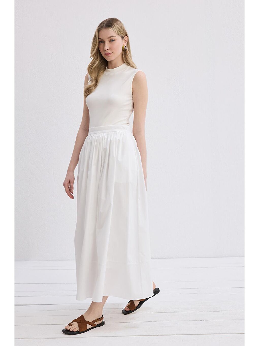 Vera Büzgülü Etek Ekru-2