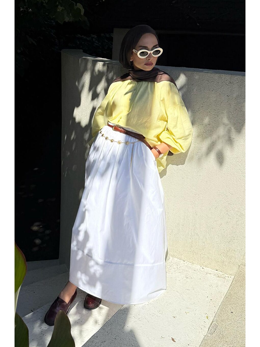 Vera Büzgülü Etek Ekru-4