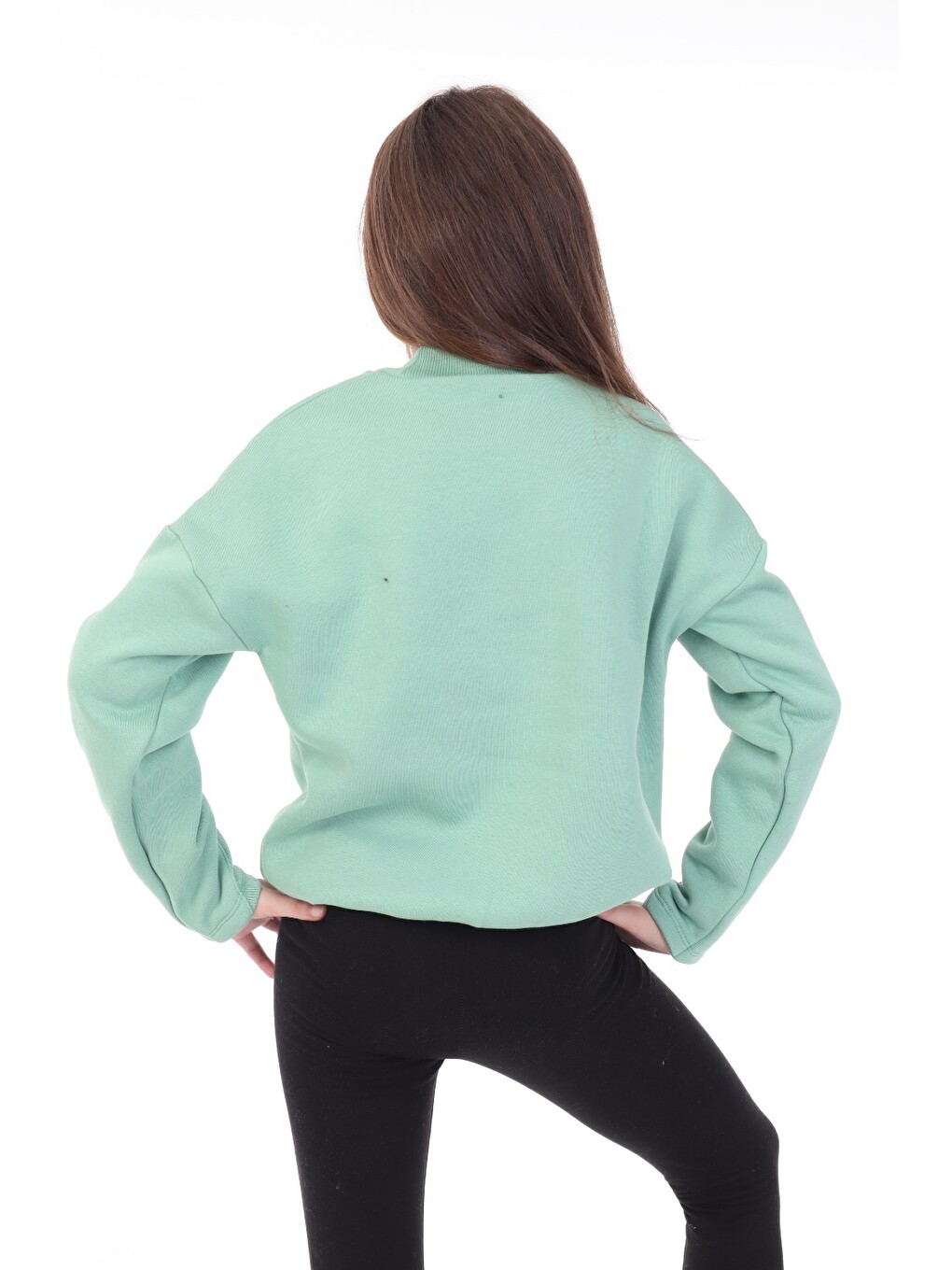 Yeşil Kız Çocuk Baskılı Sweatshirt-1