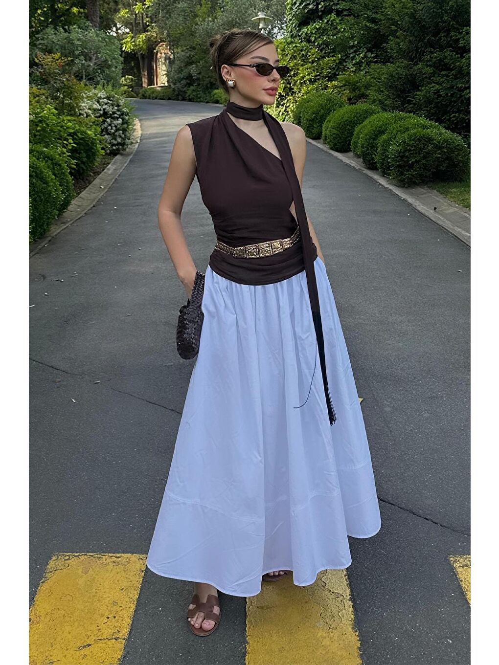 Vera Büzgülü Etek Ekru-5