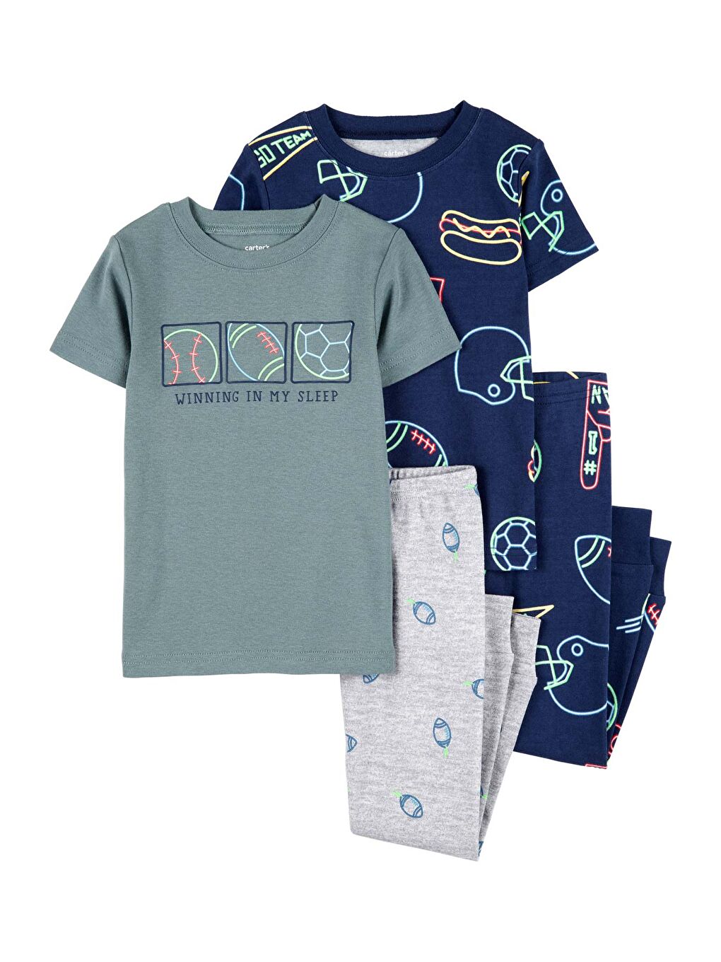 Karışık Küçük Erkek Çocuk Pijama Set 4'lü Paket
