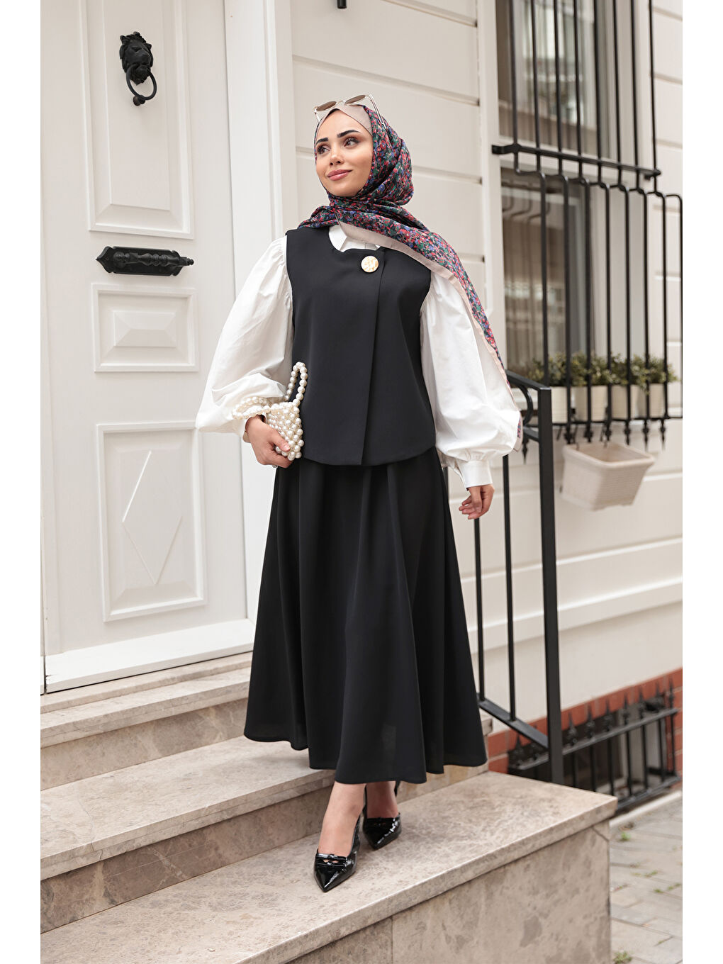 Kadın Yelekli Takım Siyah-1