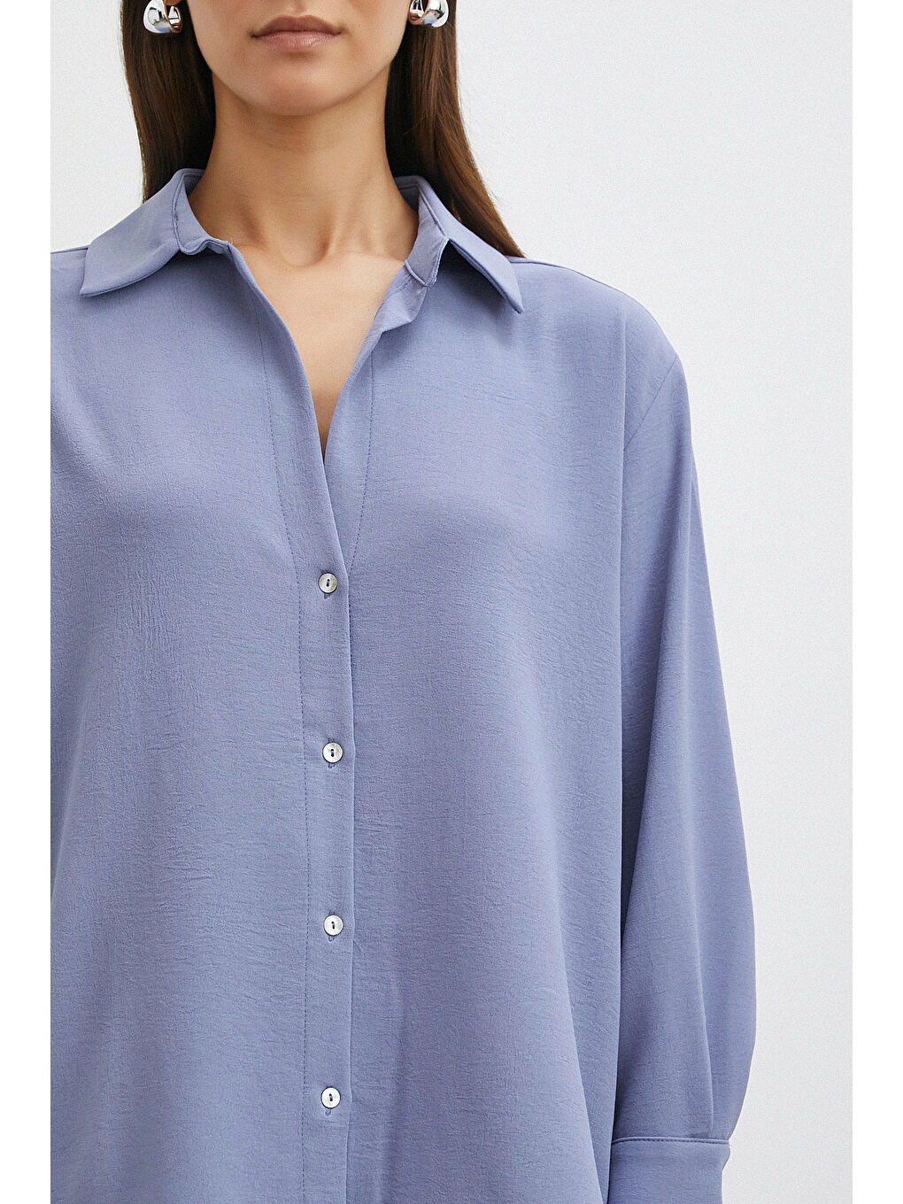 Basic Polyester Gömlek İndigo-4