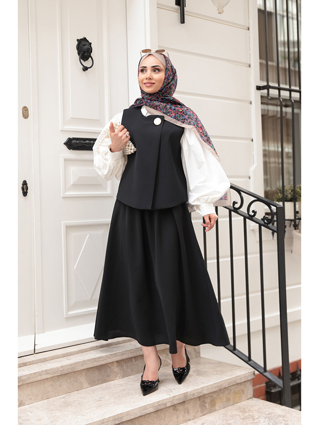 Kadın Yelekli Takım Siyah-2