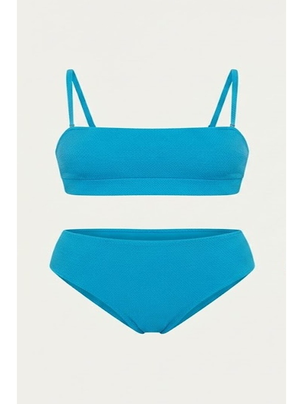 Straplez Jakarlı Bikini Takım 3211 Turkuaz