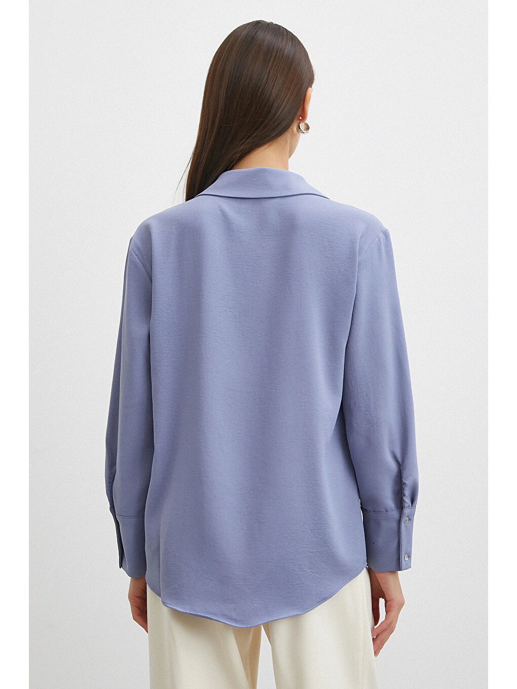 Basic Polyester Gömlek İndigo-5