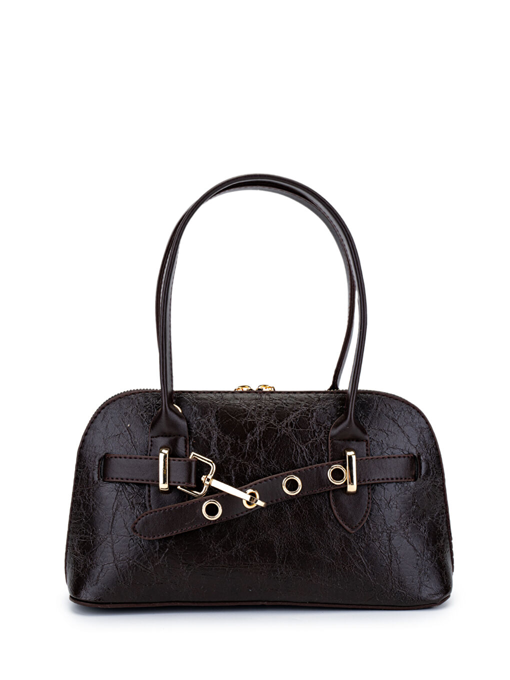 Kahverengi Kemer Detaylı Suni Deri Kadın Çapraz Çanta King Acı Kahve