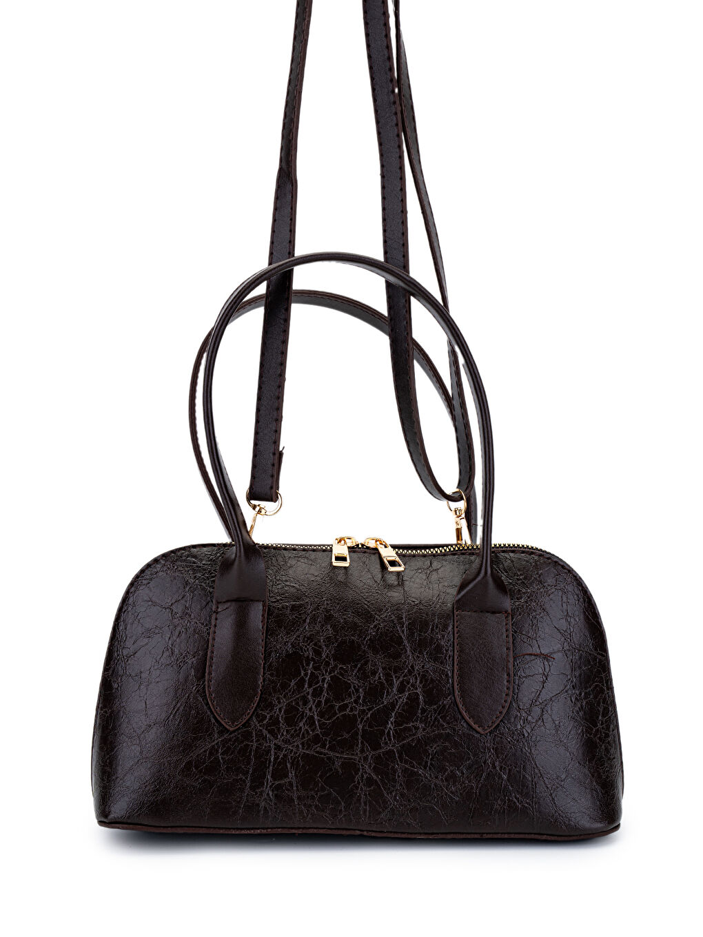 Kahverengi Kemer Detaylı Suni Deri Kadın Çapraz Çanta King Acı Kahve-2