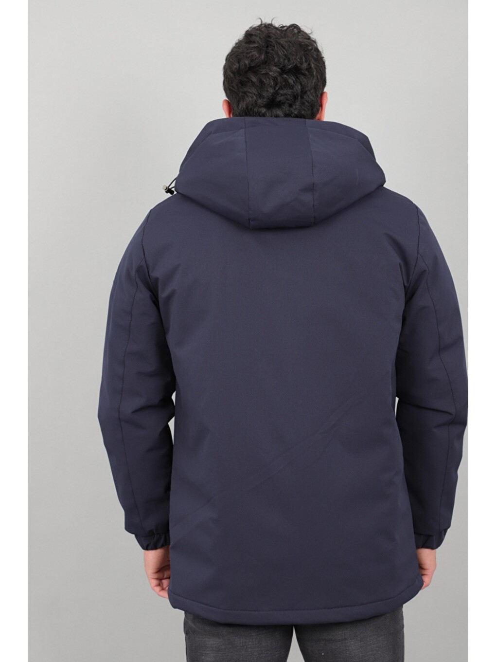 Lacivert Kapitoneli Torba Cep Sabit Kapüşon Kışlık Mont Pldp 3039_50527-6