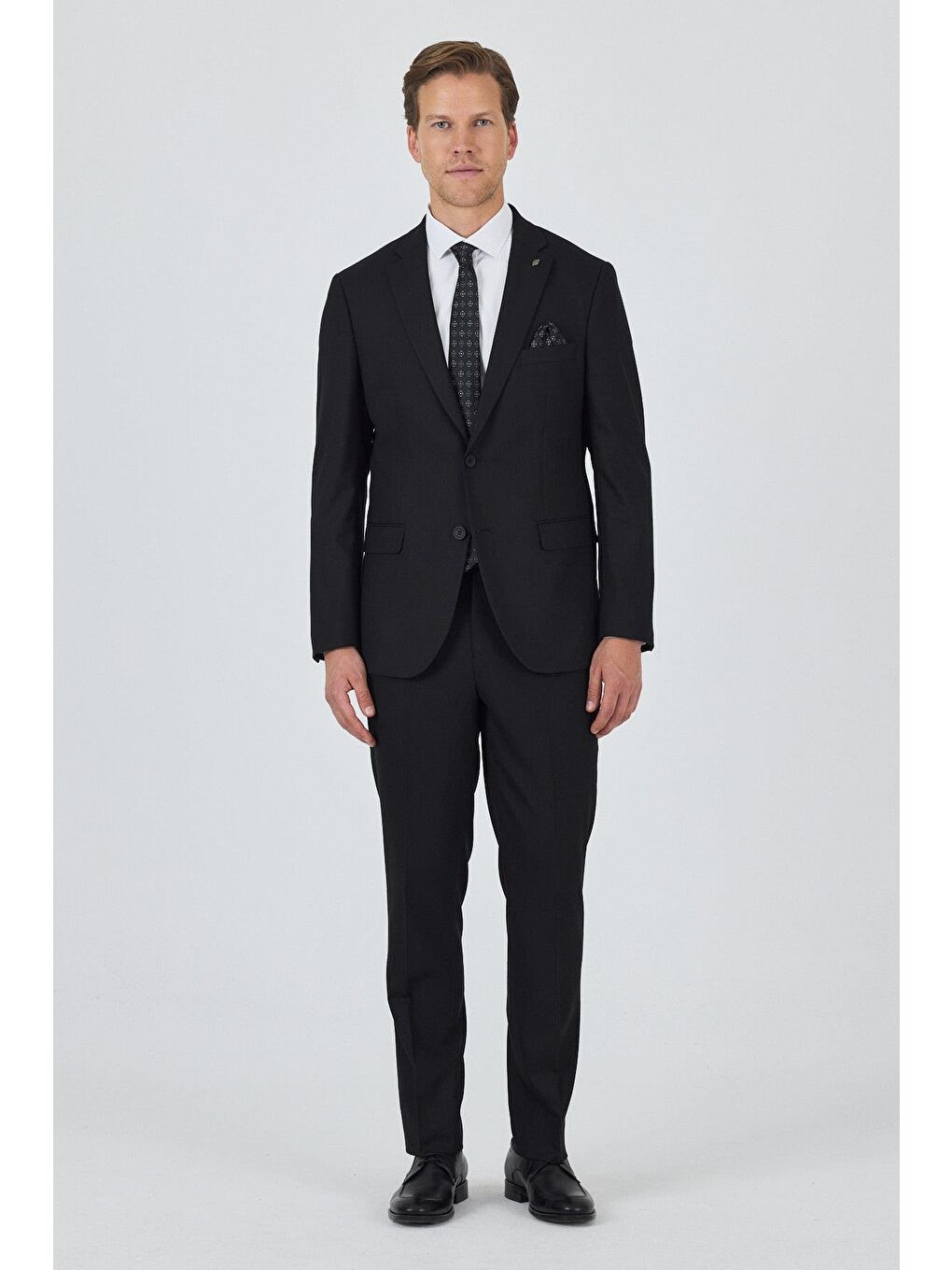 Siyah Mono Yaka Astarlı Çift Yırtmaç Esnek 6 Drop Comfort Fit Classic Takım Elbise 1001250163-1