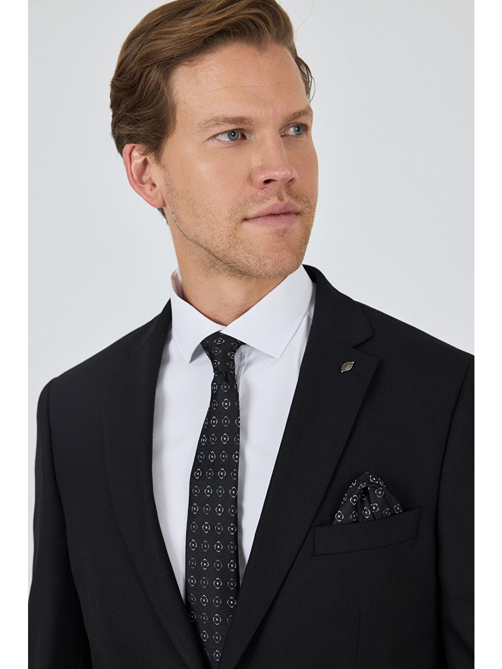 Siyah Mono Yaka Astarlı Çift Yırtmaç Esnek 6 Drop Comfort Fit Classic Takım Elbise 1001250163-3