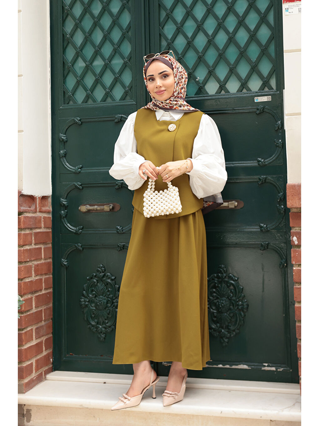 Kadın Yelekli Takım Yağ Yeşil-1