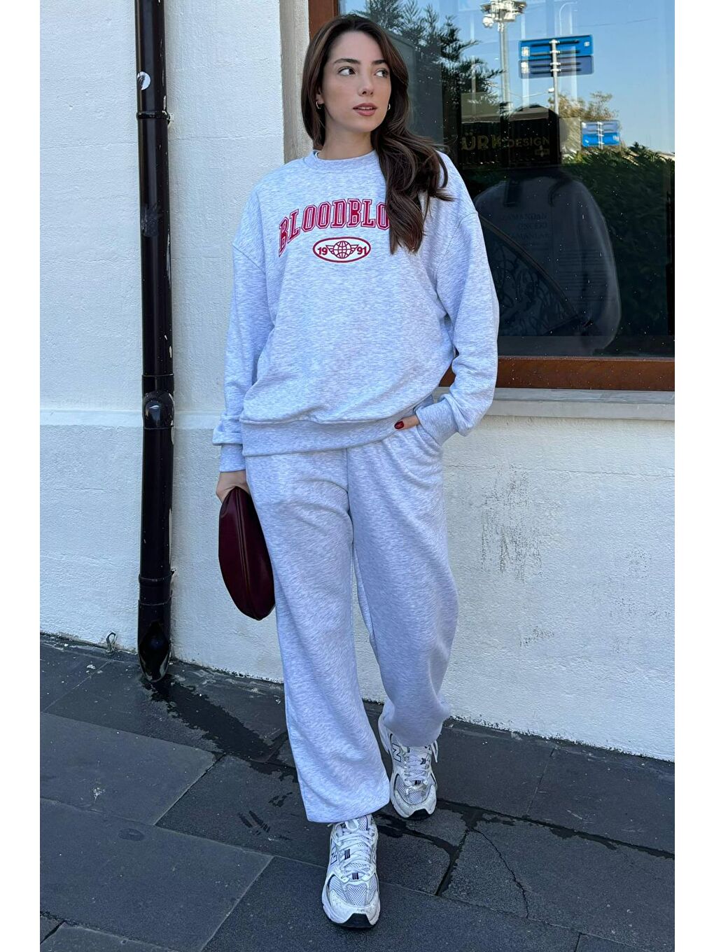 Beyaz Karmelanj Bisiklet Yaka Alt Üst Eşofman Takım Mg2213-9