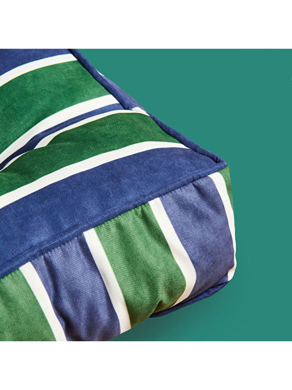 Soft Liv Yer Minderi - Yeşil / Lacivert - 50x50x14 cm-1