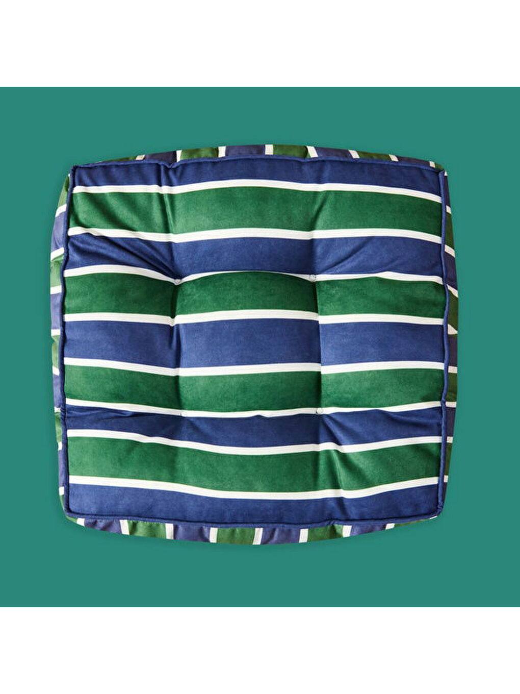 Soft Liv Yer Minderi - Yeşil / Lacivert - 50x50x14 cm-3