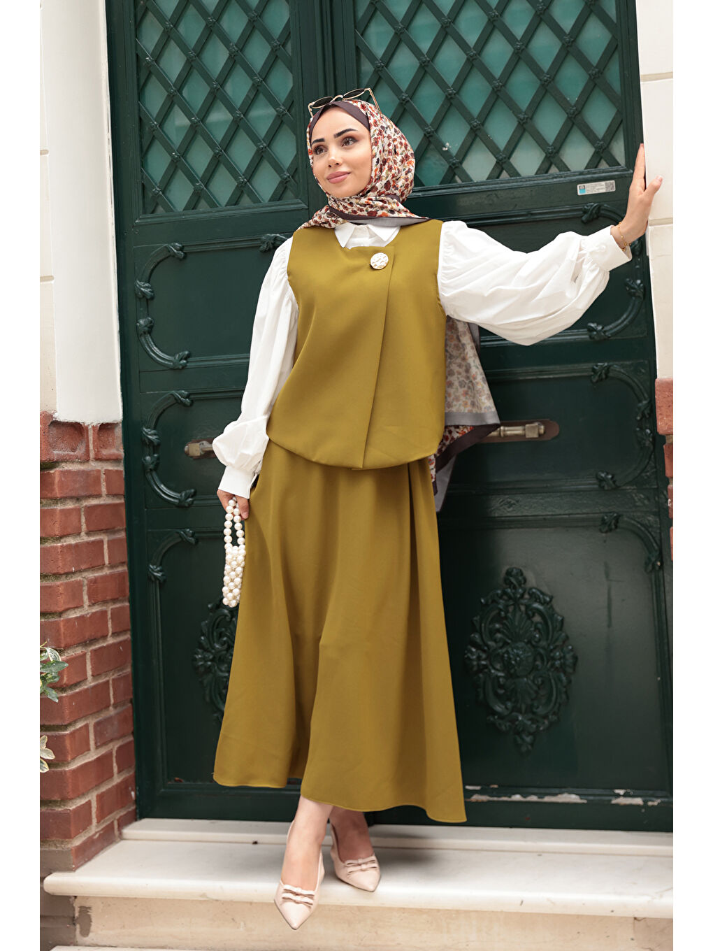 Kadın Yelekli Takım Yağ Yeşil-2