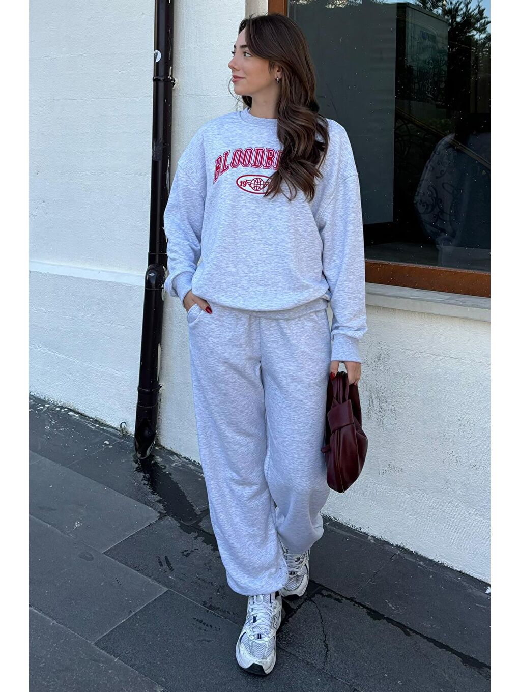 Beyaz Karmelanj Bisiklet Yaka Alt Üst Eşofman Takım Mg2213-10