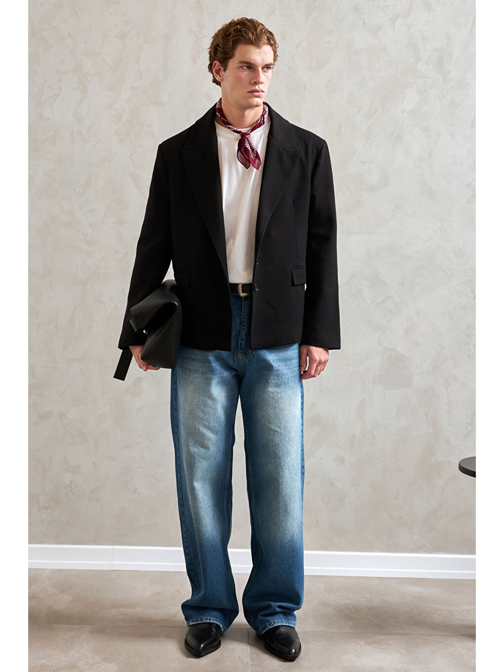 Siyah Erkek Oversize Blazer Ceket-4