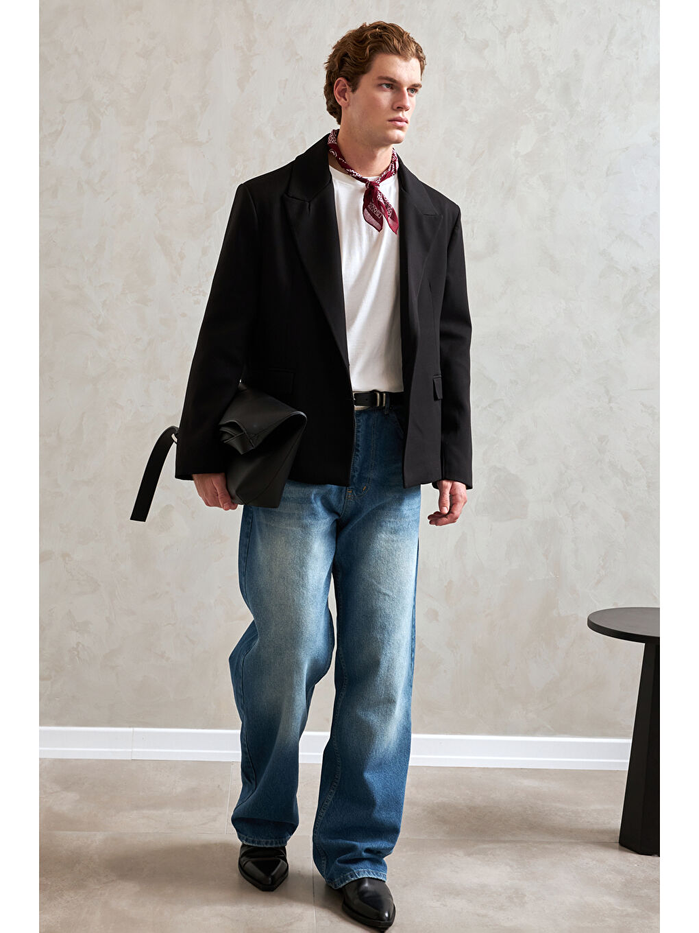 Siyah Erkek Oversize Blazer Ceket-5