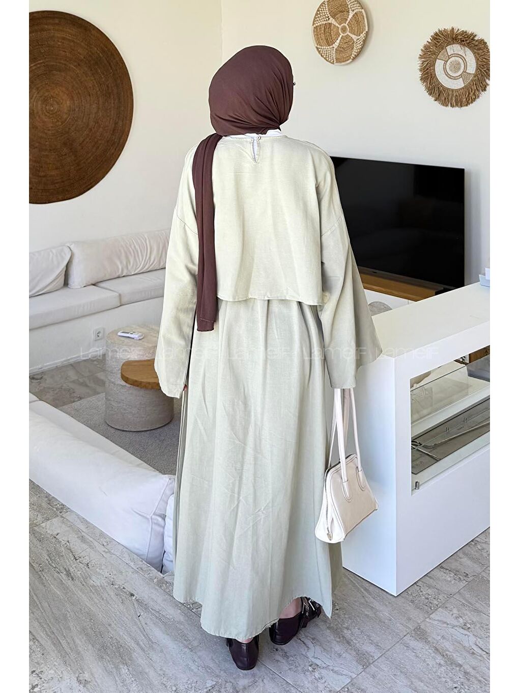 Etekli Tesettür Takım Çağla Yeşili-3