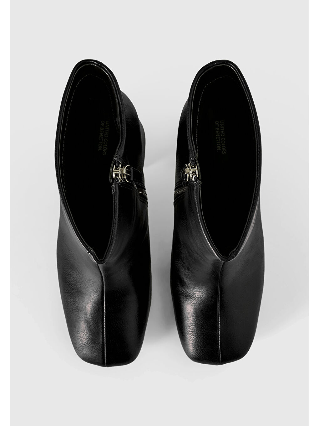 Kadın Siyah Suni Deri Yarım Çizme-4