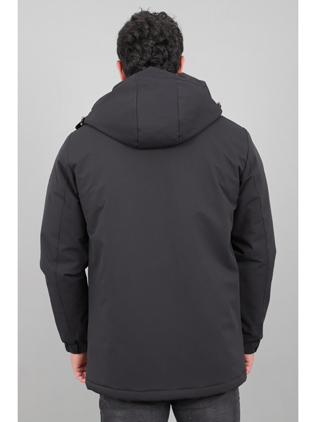 Siyah Kapitoneli Torba Cep Sabit Kapüşon Kışlık Mont Pldp 3039_50527-6