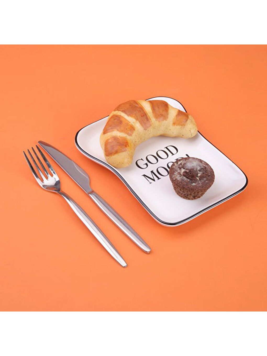 Kitchen Good Mood Desenli Servis Tabağı - Siyah / Beyaz - 19 cm-1