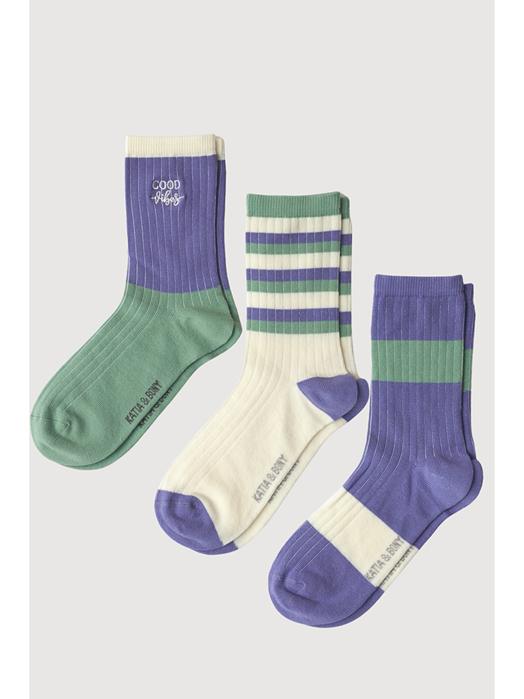 Lila Kadın Nakışlı 3'Lü Paket Soket Çorap