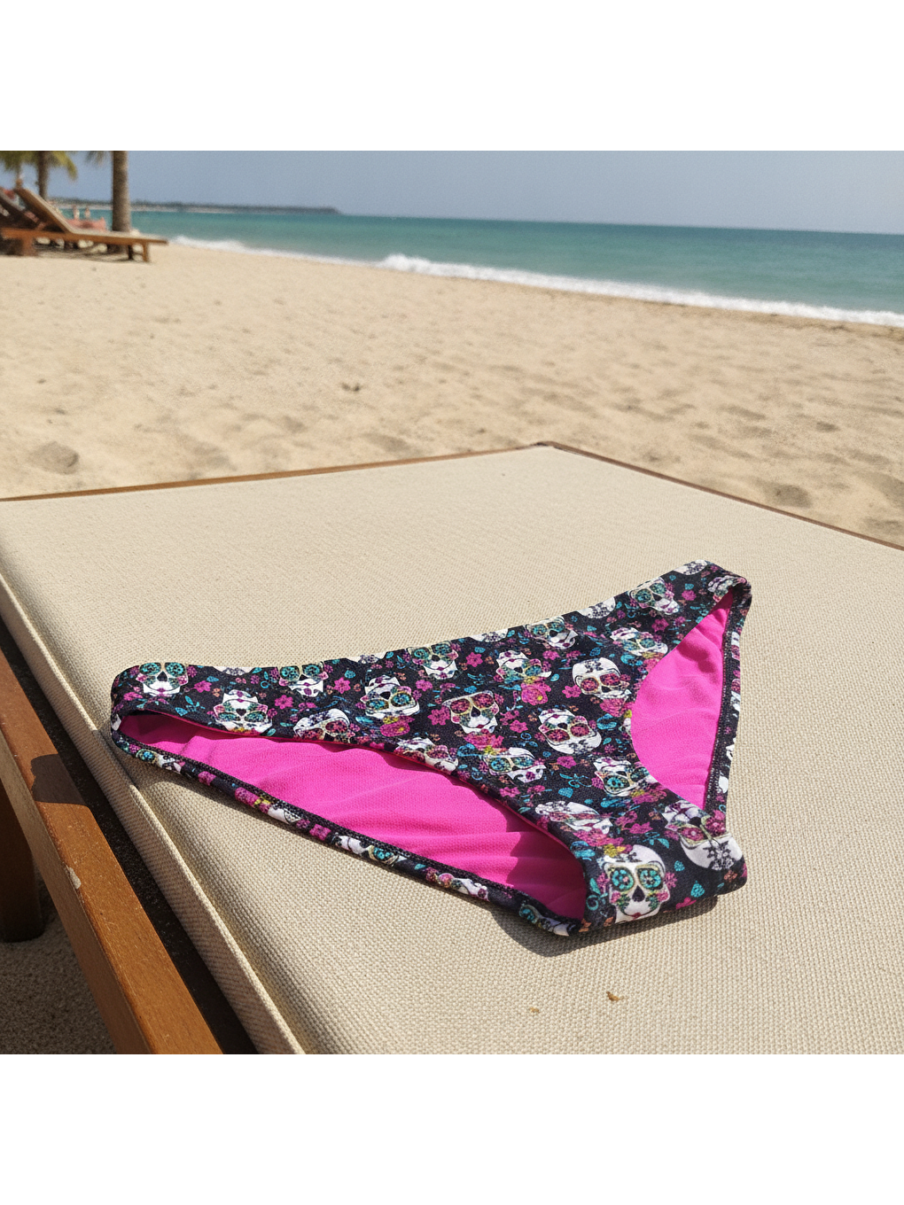 Karışık Kadın Plaj Giyim Siyah Renk Desenli Bikini Alt Bb2564-1