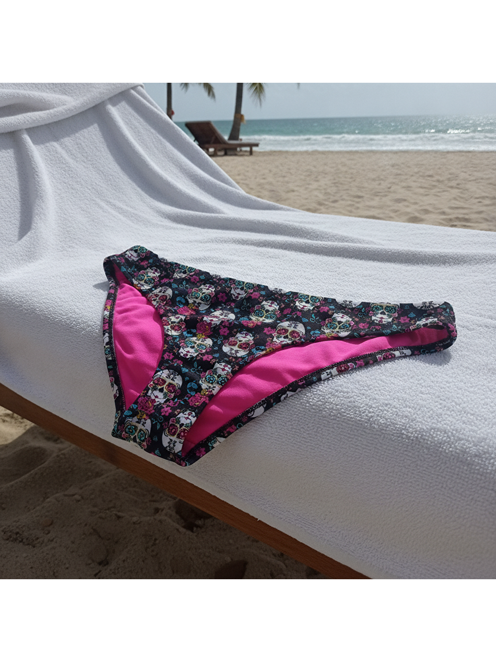 Karışık Kadın Plaj Giyim Siyah Renk Desenli Bikini Alt Bb2564-2