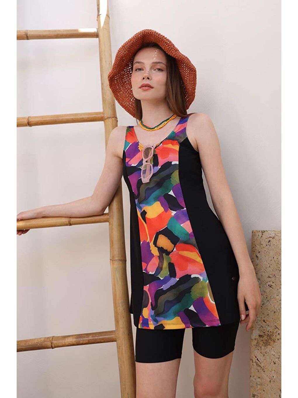 Siyah-İki Parçalı Tesettür Mayo