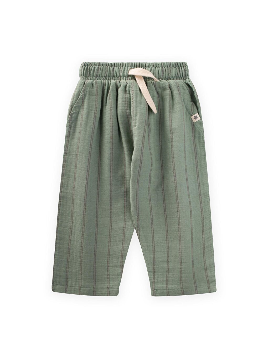 Müslin Pantolon 1-7 Yaş Yeşil Çift Çizgili
