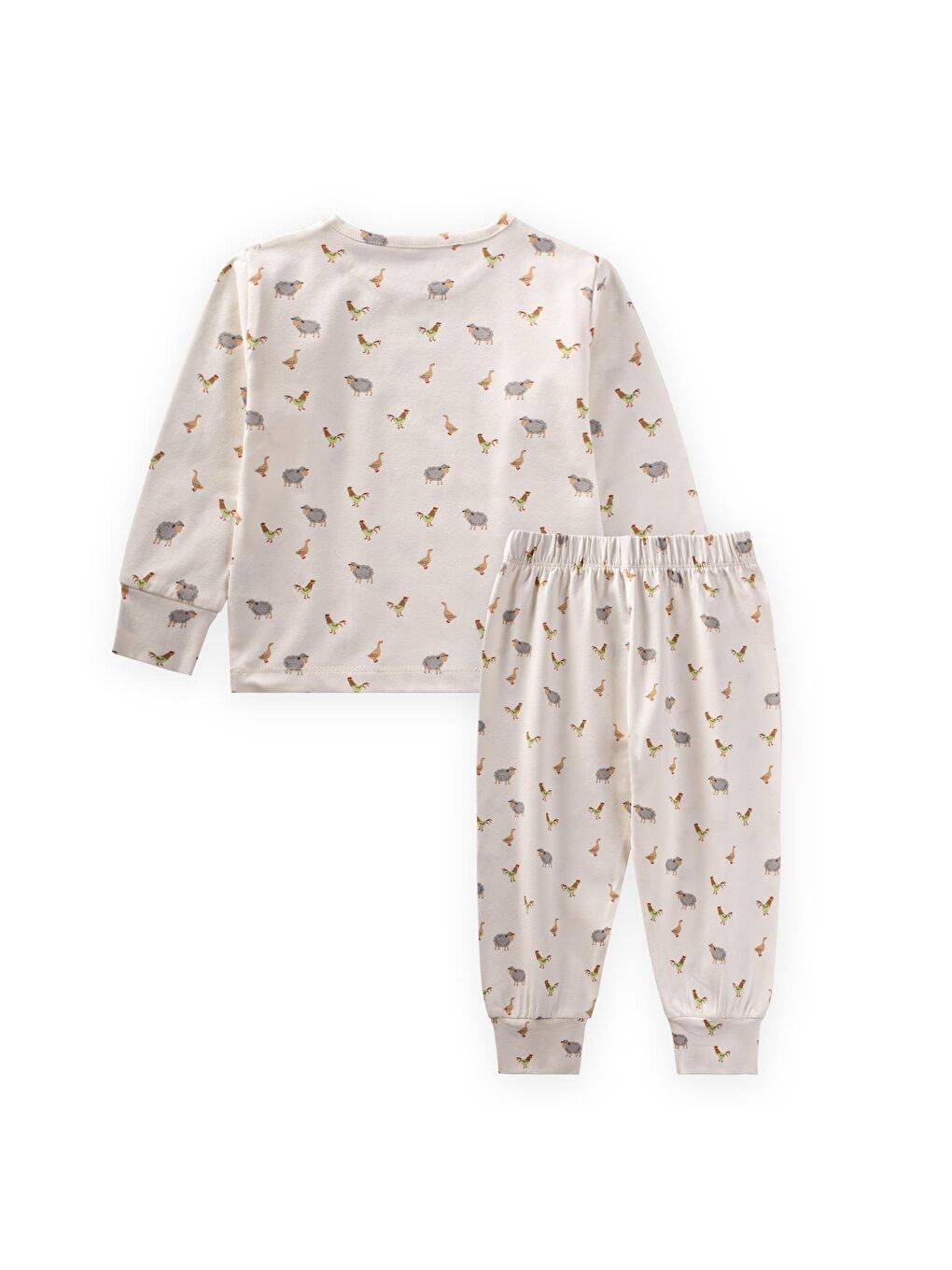 Ekru Pijama Takım 1-5 Yaş Karışık Hayvan Desen-1
