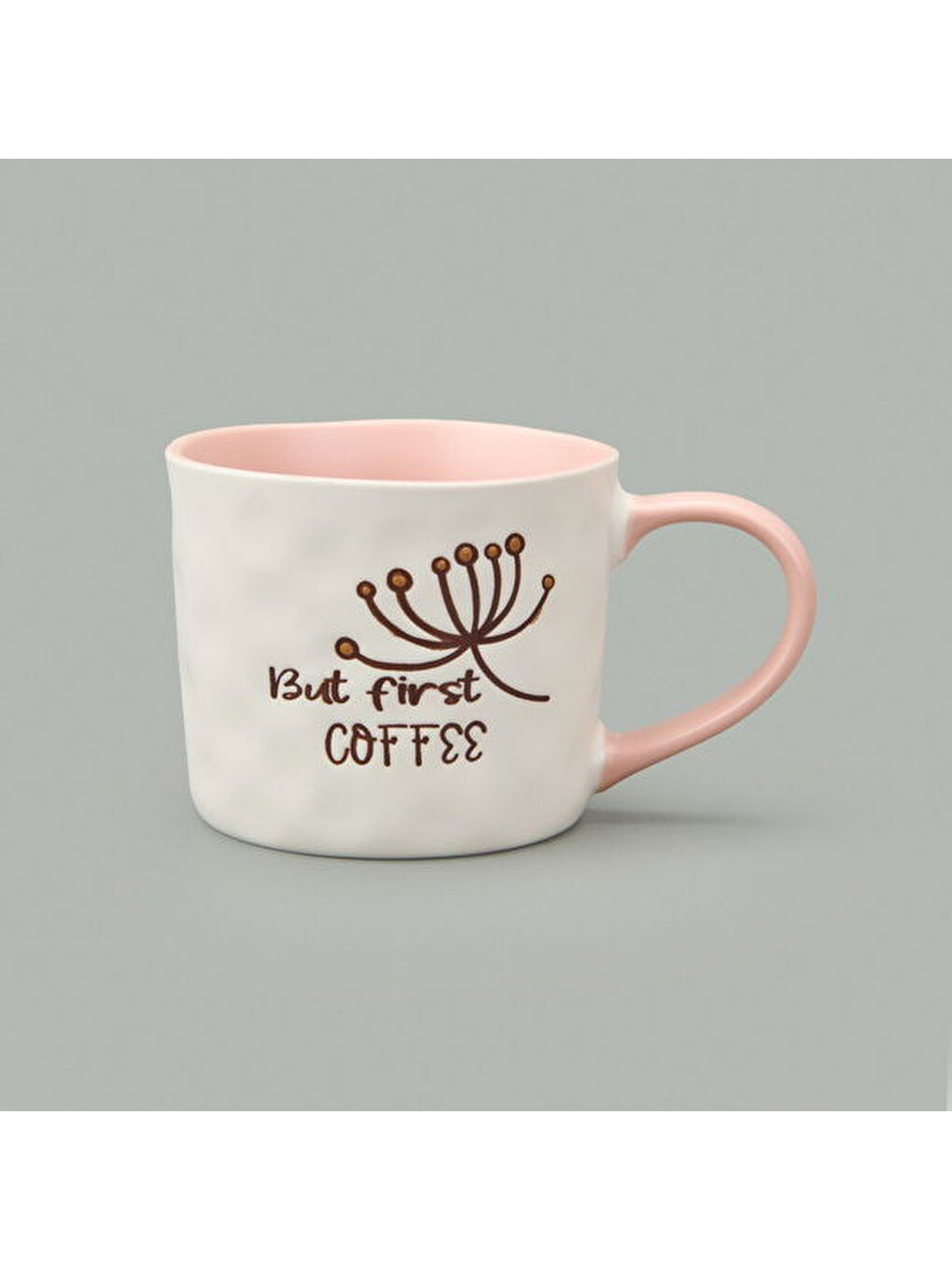 Ekru Kitchen It's Coffee Time Kupa - Beyaz / Pembe - 415 ml