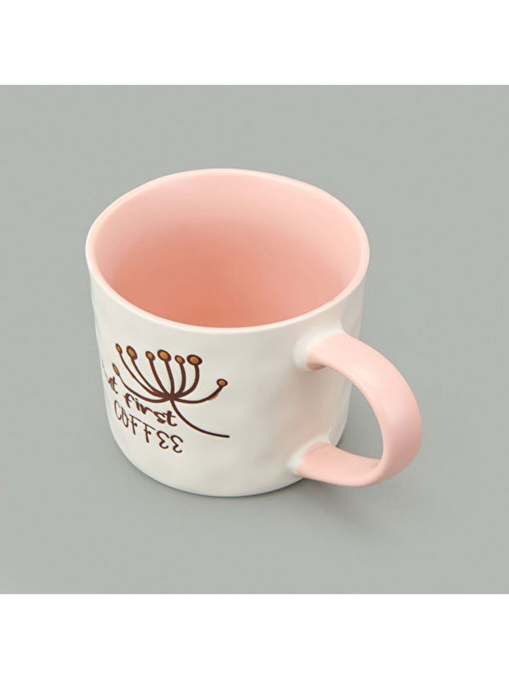 Ekru Kitchen It's Coffee Time Kupa - Beyaz / Pembe - 415 ml-2